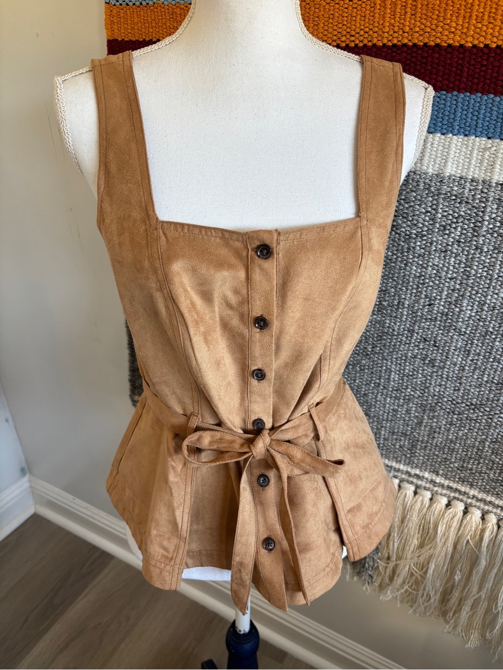 Banana Republic Camel Suede-Look Button Tank